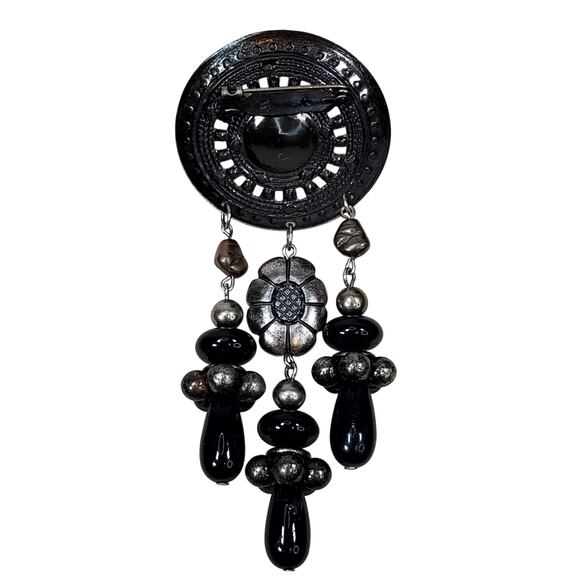 Bohemian Boho Dangle Pin Lightweight Beads 3.75" Unsigned Vtg - Picture 2 of 3